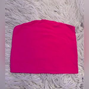 Hot Pink Strapless Crop Top